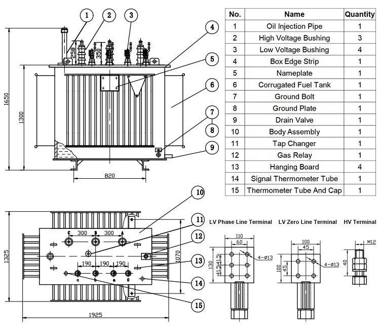 High Voltage 10-35kv Aluminum Winding Oil Transformer